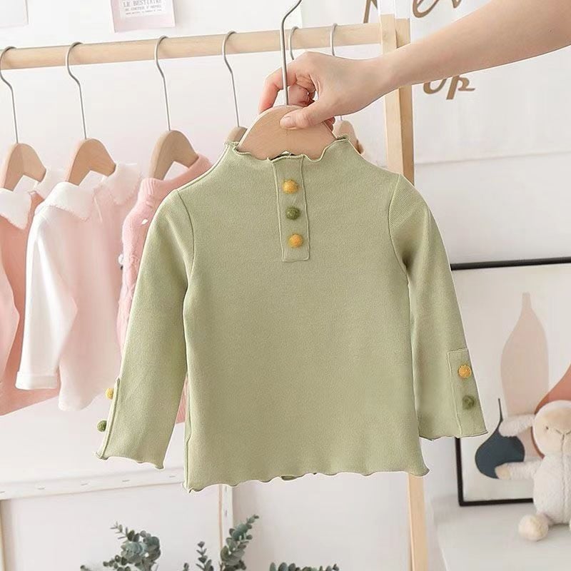 Детски дълъг ръкав топ, унисекс, K-стил, есен 2024 (Полиестер 90–95% Derong; дълги ръкави; яка с една линия; за деца 3–8 г; солиден модел)