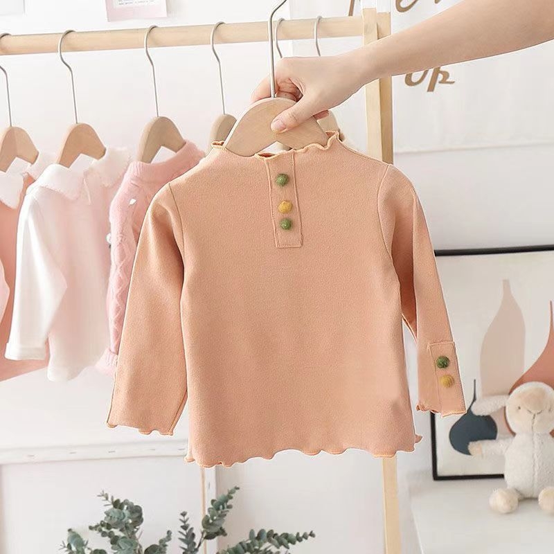 Детски дълъг ръкав топ, унисекс, K-стил, есен 2024 (Полиестер 90–95% Derong; дълги ръкави; яка с една линия; за деца 3–8 г; солиден модел)