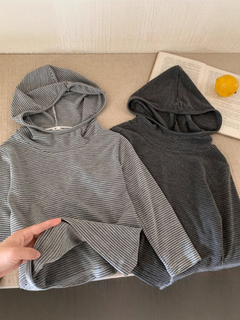 Dječja kapuljačasta majica s prugama, bazni sloj od pamuka, unisex, jesen 2025
