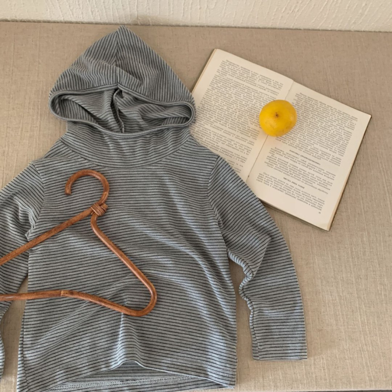 Dječja kapuljačasta majica s prugama, bazni sloj od pamuka, unisex, jesen 2025
