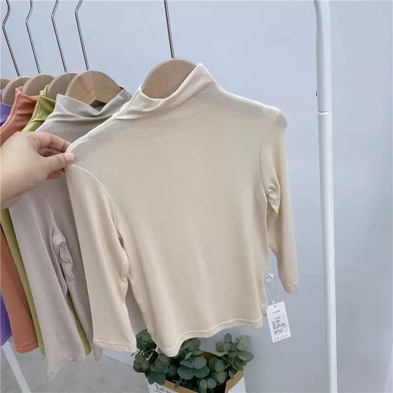 Dječja majica od modalnog materijala s dugim rukavima i polu-visokim ovratnikom | Modal 91–95%, Jednobojni uzorak, Prozračan materijal