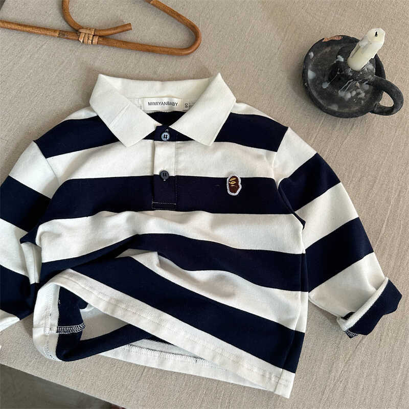 Dječje pamučne polo majice, dugi rukav, korejski stil, ovratnik s reverom, crtani uzorak