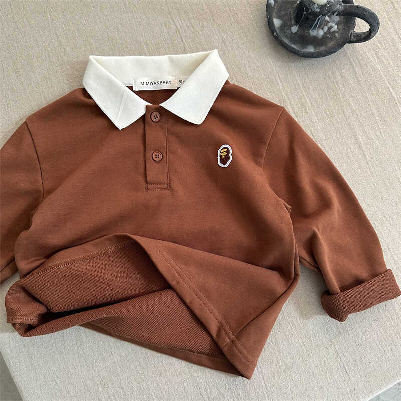 Dječje pamučne polo majice, dugi rukav, korejski stil, ovratnik s reverom, crtani uzorak