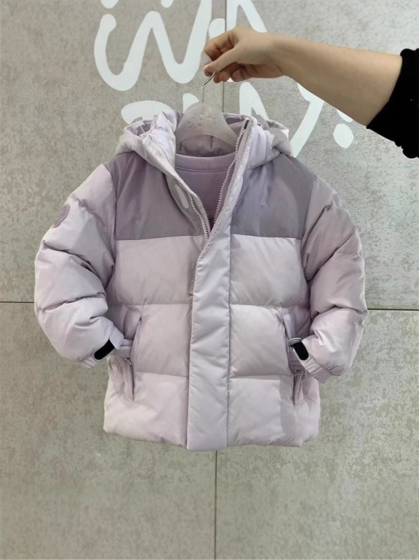 Bērnu kapucēta dūnu jaka, unisex, 8+ gadi (140 cm+), balta pīļu dūnu pildījums, bieza, rāvējslēdzējs