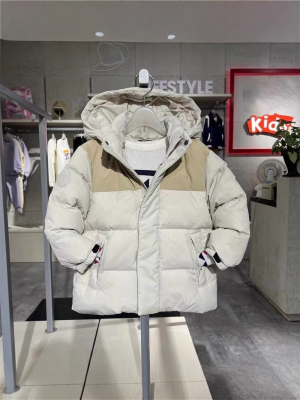 Bērnu kapucēta dūnu jaka, unisex, 8+ gadi (140 cm+), balta pīļu dūnu pildījums, bieza, rāvējslēdzējs