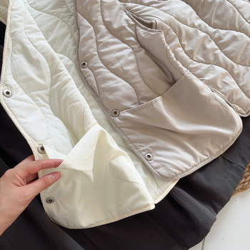 Ženski prsluk s vunenim punjenjem, lagan i topao, vanjski najlonski materijal, V-izrez, kopčanje na gumbe, casual (Zima 2025)