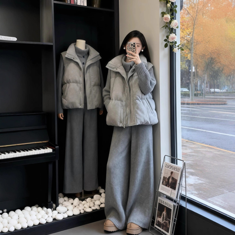 Ženski vest u stilu Royal Sister, stojeći ovratnik, zatvarač, zima 2025