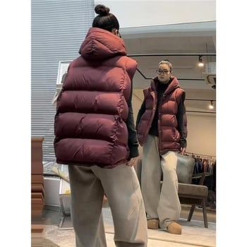 Prsluk s kapuljom, jednobojni, elastična tkanina od spandeksa, zatvarač, zima 2024