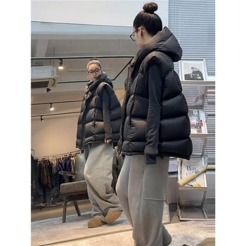 Prsluk s kapuljom, jednobojni, elastična tkanina od spandeksa, zatvarač, zima 2024