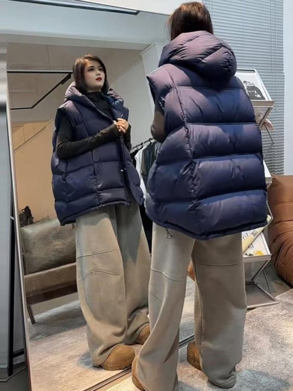 Prsluk s kapuljom, jednobojni, elastična tkanina od spandeksa, zatvarač, zima 2024