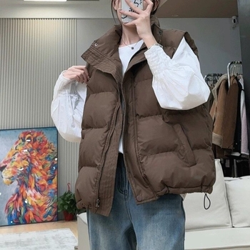 Ženski bez rukava prsluk — V-izrez, jedno dugme, glavni materijal: rayon, punilo: drugo