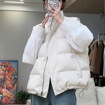 Ženski bez rukava prsluk — V-izrez, jedno dugme, glavni materijal: rayon, punilo: drugo