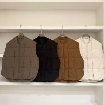 Ženska zimska down vest - V kroj, zatvarač, bijela guščja dlaka punjenje, poliester, slobodan kroj