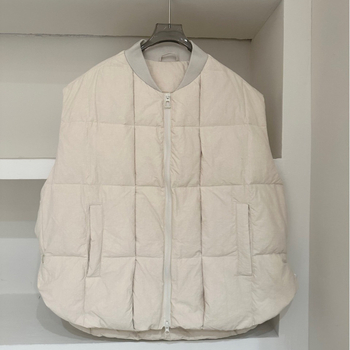 Ženska zimska down vest - V kroj, zatvarač, bijela guščja dlaka punjenje, poliester, slobodan kroj