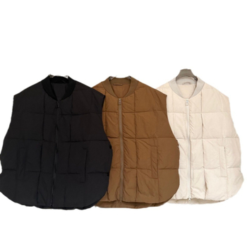 Ženska zimska down vest - V kroj, zatvarač, bijela guščja dlaka punjenje, poliester, slobodan kroj