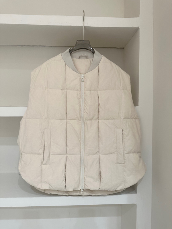 Ženska zimska down vest - V kroj, zatvarač, bijela guščja dlaka punjenje, poliester, slobodan kroj