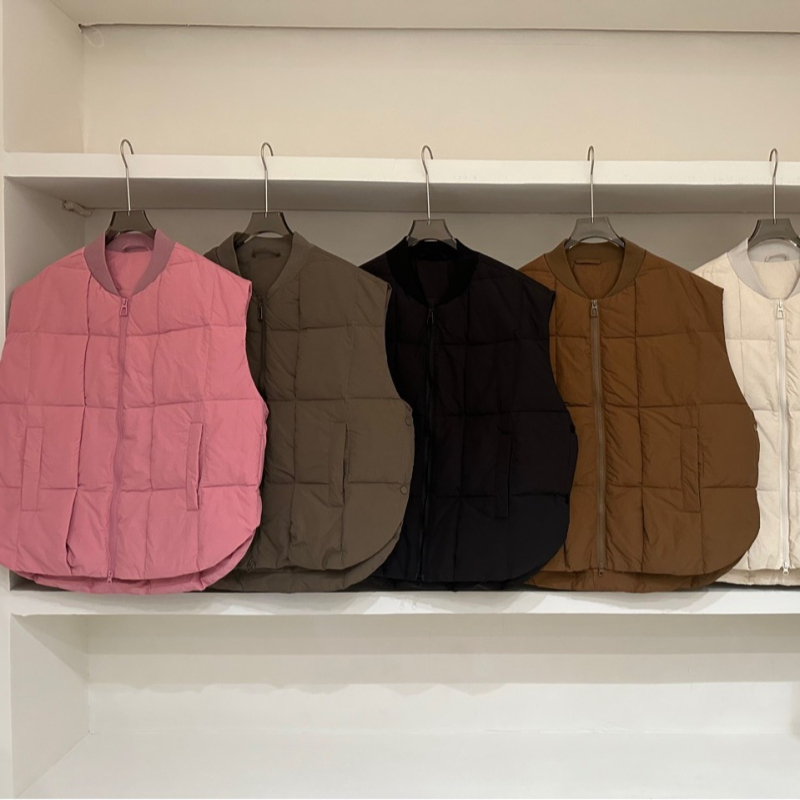 Ženska zimska down vest - V kroj, zatvarač, bijela guščja dlaka punjenje, poliester, slobodan kroj