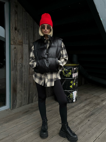 YUES Ženski down vest, uski kroj, punjenje od pačjeg perja 50%, pamuk tkanina, zatvarač sprijeda