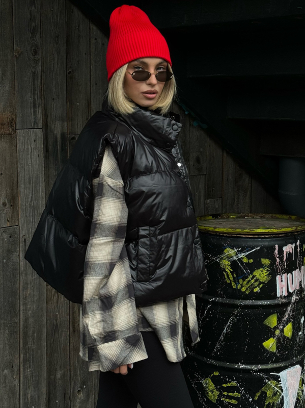 YUES Ženski down vest, uski kroj, punjenje od pačjeg perja 50%, pamuk tkanina, zatvarač sprijeda