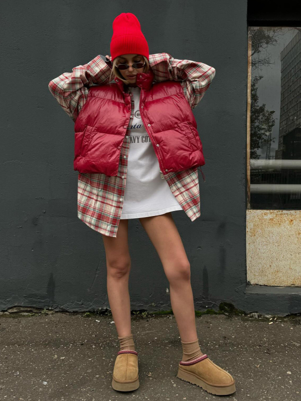 YUES Ženski down vest, uski kroj, punjenje od pačjeg perja 50%, pamuk tkanina, zatvarač sprijeda