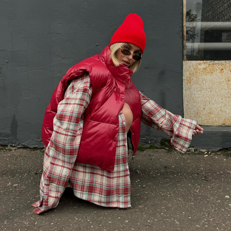 YUES Ženski down vest, uski kroj, punjenje od pačjeg perja 50%, pamuk tkanina, zatvarač sprijeda