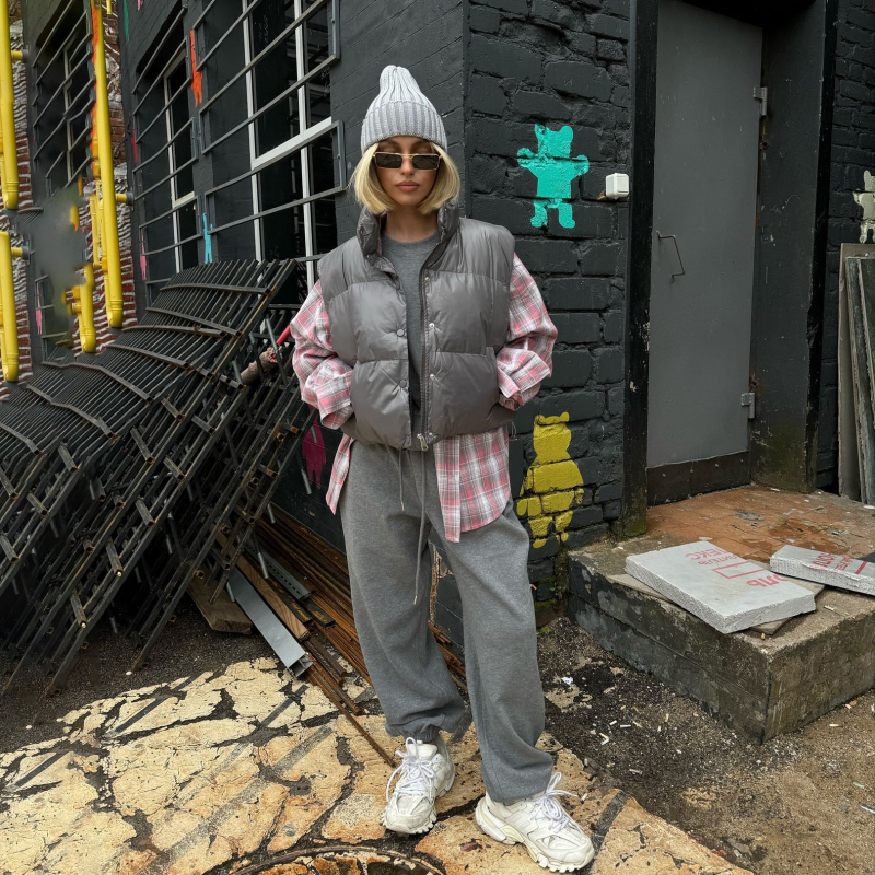 YUES Ženski down vest, uski kroj, punjenje od pačjeg perja 50%, pamuk tkanina, zatvarač sprijeda