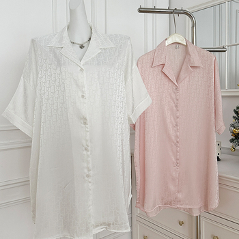 Set de pijamale femei din mătase sintetică, mâneci 3/4, guler rever, țesătură subțire, pentru primăvară-vară, îmbrăcăminte de casă