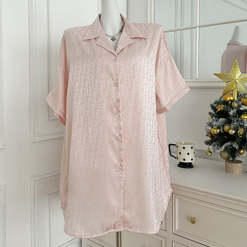 Set de pijamale femei din mătase sintetică, mâneci 3/4, guler rever, țesătură subțire, pentru primăvară-vară, îmbrăcăminte de casă