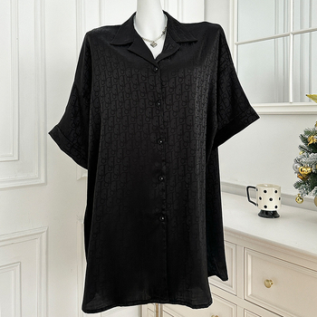 Set de pijamale femei din mătase sintetică, mâneci 3/4, guler rever, țesătură subțire, pentru primăvară-vară, îmbrăcăminte de casă