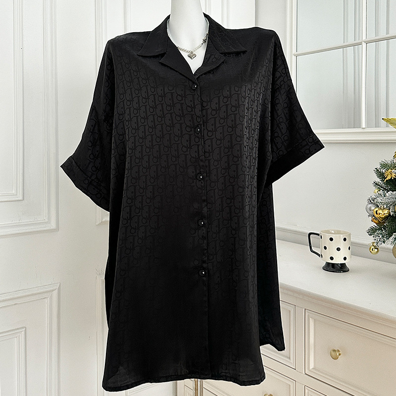 Set de pijamale femei din mătase sintetică, mâneci 3/4, guler rever, țesătură subțire, pentru primăvară-vară, îmbrăcăminte de casă