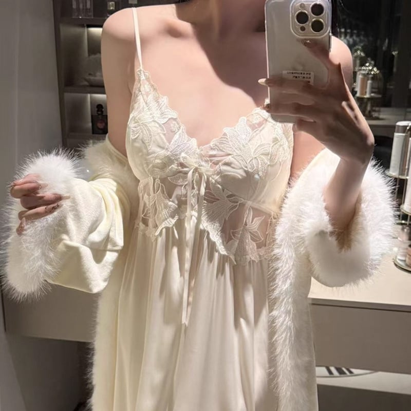 Ženski noćni odjevni komad od otoka baršuna za jesen/zimu, luksuzni debeo baršun, duga noćna haljina s V-izrezom, bez rukava, elegantan stil dame