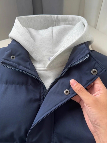 Αντρικό γιλέκο από βαμβακερό μείγμα, σταθερή γιακά, μονόπετο κούμπωμα, χωρίς κουκούλα, μονόχρωμο