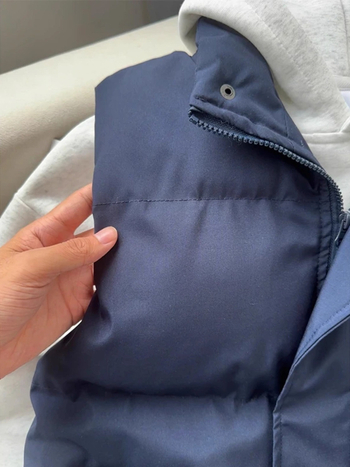 Αντρικό γιλέκο από βαμβακερό μείγμα, σταθερή γιακά, μονόπετο κούμπωμα, χωρίς κουκούλα, μονόχρωμο