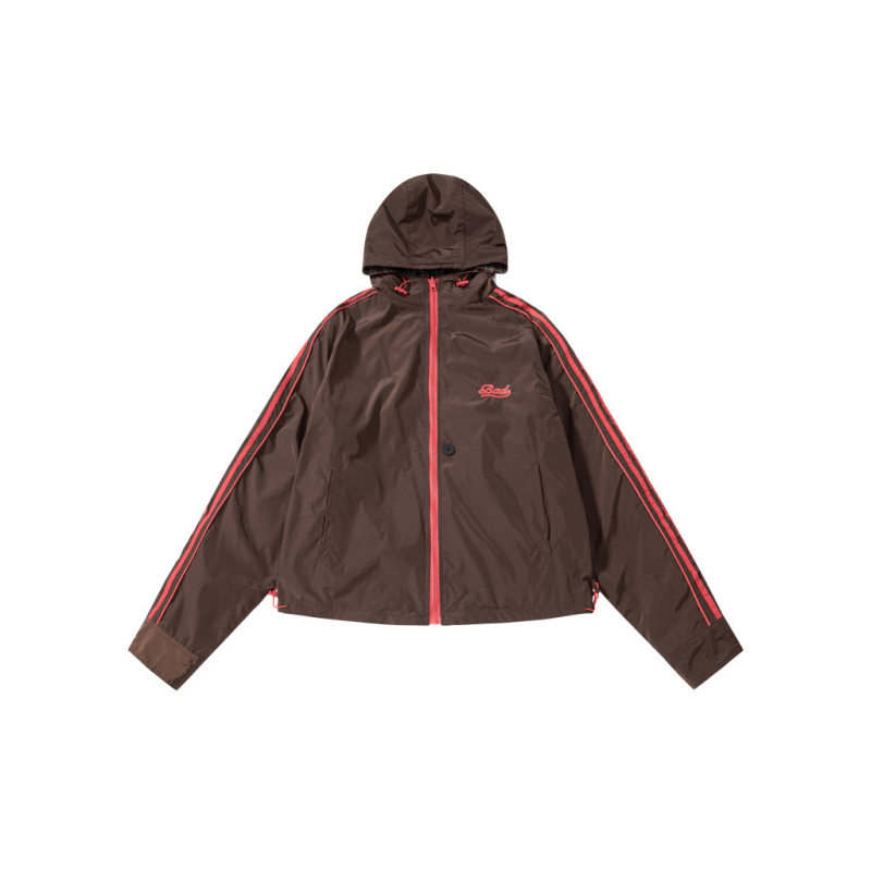 Kétoldalas kockás kabát kapucnival, poliészterből, laza szabású, középhosszú (65–80 cm)