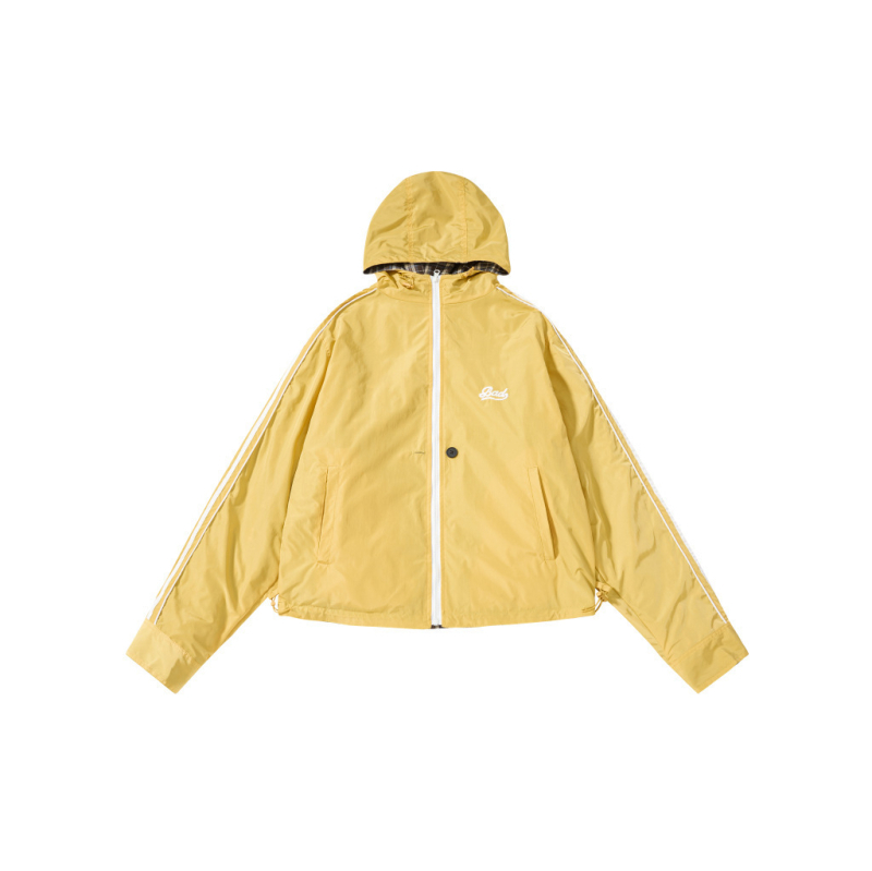 Kétoldalas kockás kabát kapucnival, poliészterből, laza szabású, középhosszú (65–80 cm)