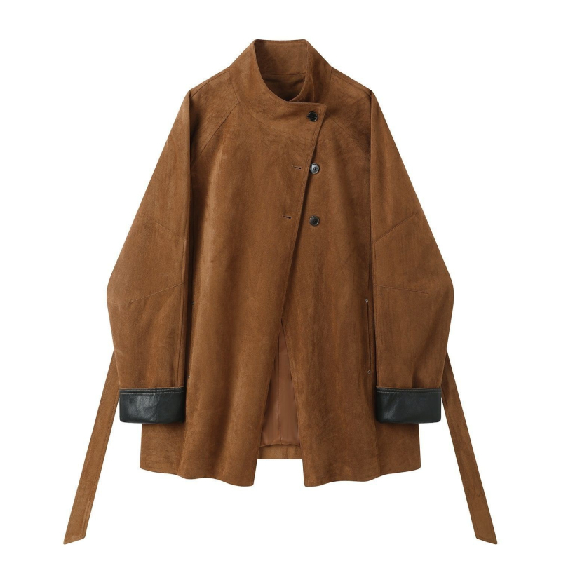 Női koreai stílusú szélkabát - ujjatlan, négyszögletes gallér, középhosszú