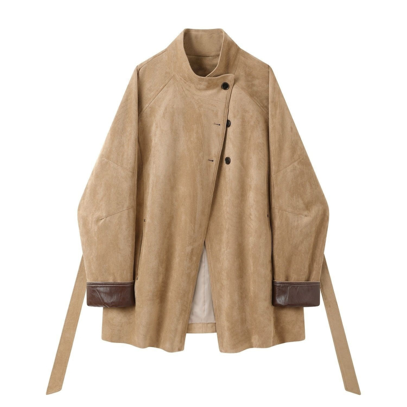 Női koreai stílusú szélkabát - ujjatlan, négyszögletes gallér, középhosszú