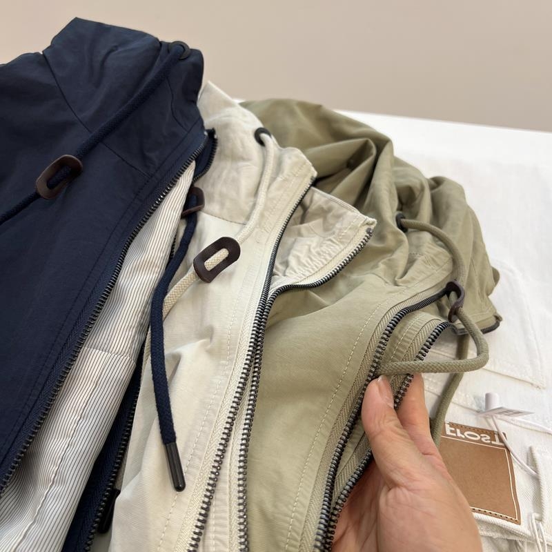 Moteriška medvilninė striukė su gobtuvu ir užtrauktuku, laisvas kirpimas, ilgos rankovės