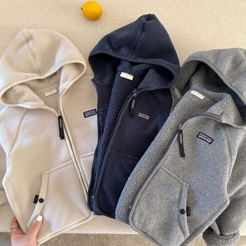 Dječja jakna s kapuljom i flis podstavom, poliester materijal, zatvarač, jesenski stil, unisex