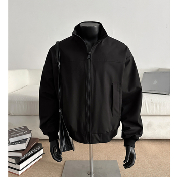 Яке в японски стил за работа със стойкова яка, цип, свободна кройка и странични джобове – ветроустойчиво