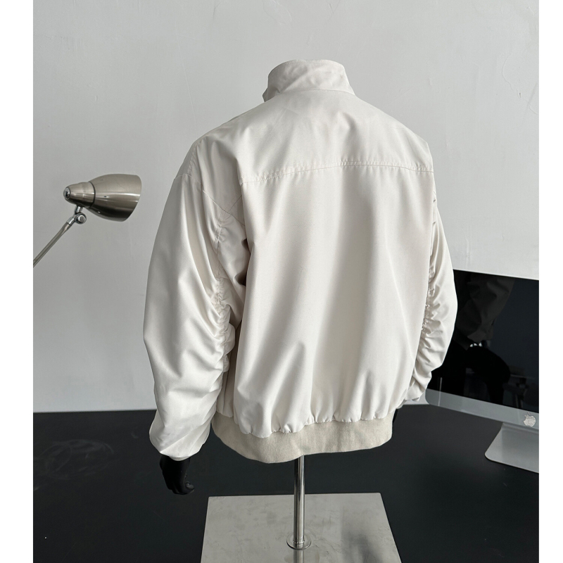 Яке в японски стил за работа със стойкова яка, цип, свободна кройка и странични джобове – ветроустойчиво