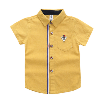 Gyermekeknek szóló ing, koreai stílus, galléros, egyszínű minta (80% pamut, rövid ujjú, 1–3 éves kor)