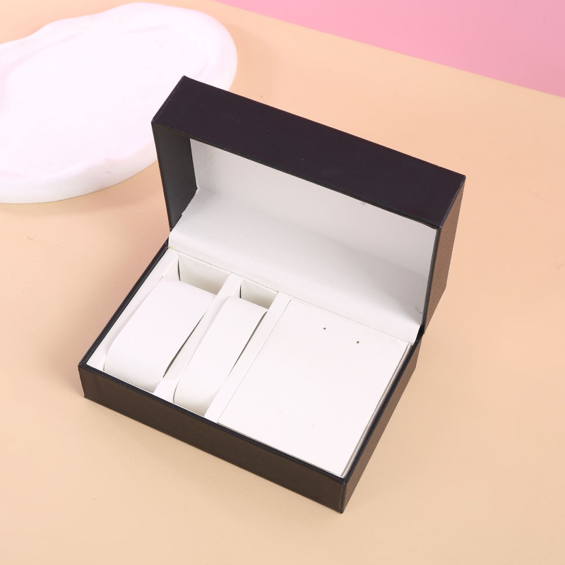 Noband bőr óradoboz forgatható fedéllel, öt részes készlet, logó testreszabható