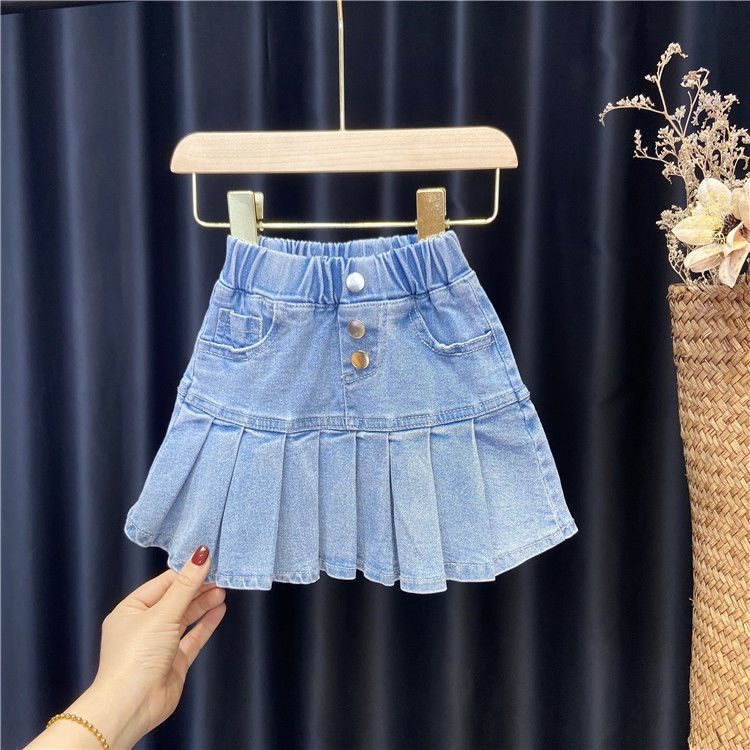 Gyerek Corduroy kétrészes készlet: rövid ujjú ing és pliszírozott szoknya, nyári casual stílus