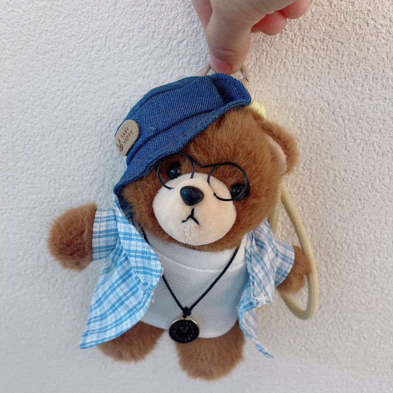 Мече с висулка — плюшена играчка с пълнеж PP памук, мека къса плюш, унисекс, за деца 4–6 г.