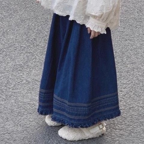 Korėjietiško stiliaus dviejų dalių komplektas mergaitėms: palaidinė su siuvinėta lėlės apykakle ir deniminės plačios kelnės | aukštas juosmuo, švelnus flanelis, pavasaris 2025