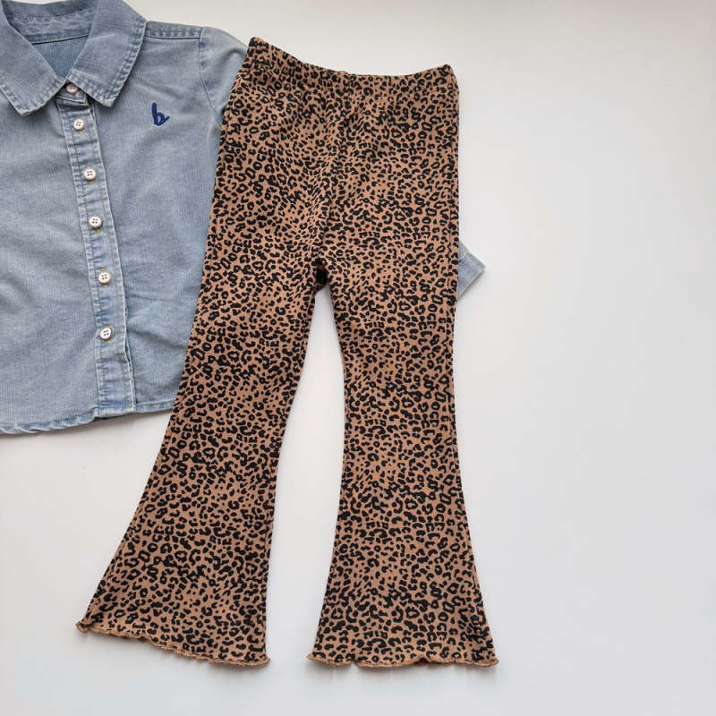 Dječji set: denim košulja i hlače s leopard uzorkom, 100% pamuk, za uzrast 1–3 godine, proljeće 2024