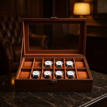 Кутия за съхранение на часовници с капак — луксозна, прахо- и влагозащитена, мултифункционална витрина за бижута, възможност за печат на лого, подходяща за механични часовници