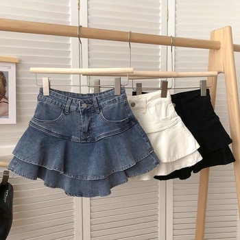 Gyermekeknek tervezett elasztikus farmer szoknya - mindennapi stílus - fő anyag 90–95% - megfelelő újszülötteknek 0–1 évig - márka ZHUTUOPU