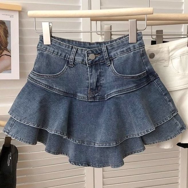 Gyermekeknek tervezett elasztikus farmer szoknya - mindennapi stílus - fő anyag 90–95% - megfelelő újszülötteknek 0–1 évig - márka ZHUTUOPU